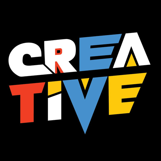 Colorful 'CREATIVE' text on a black background